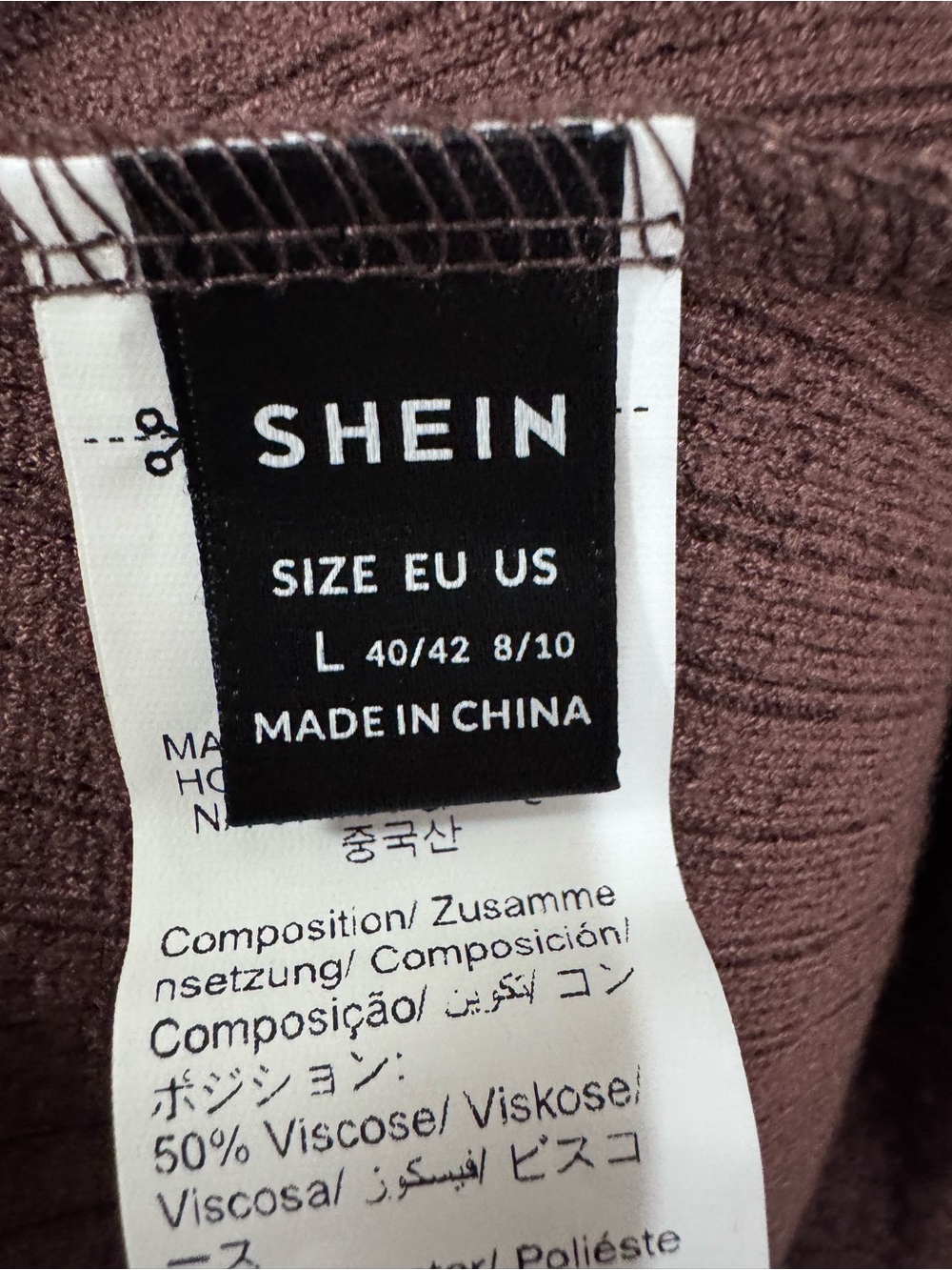 Long Sleeve Knit Shift Dress in Cream and Brown - Picture 5 of 8